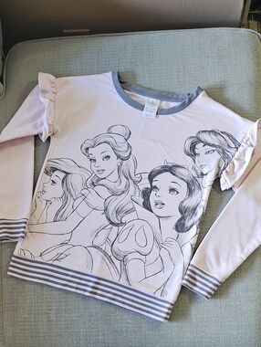 Disney Pink Tee with Gray Trim and Princess Sketch